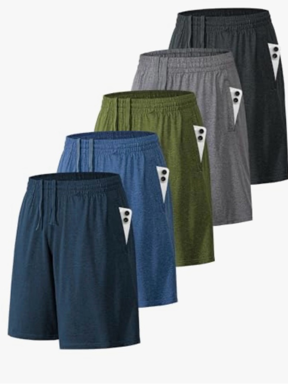 Men's Athletic Drawstring Shorts - Navy, Blue, Olive, Gray, Black